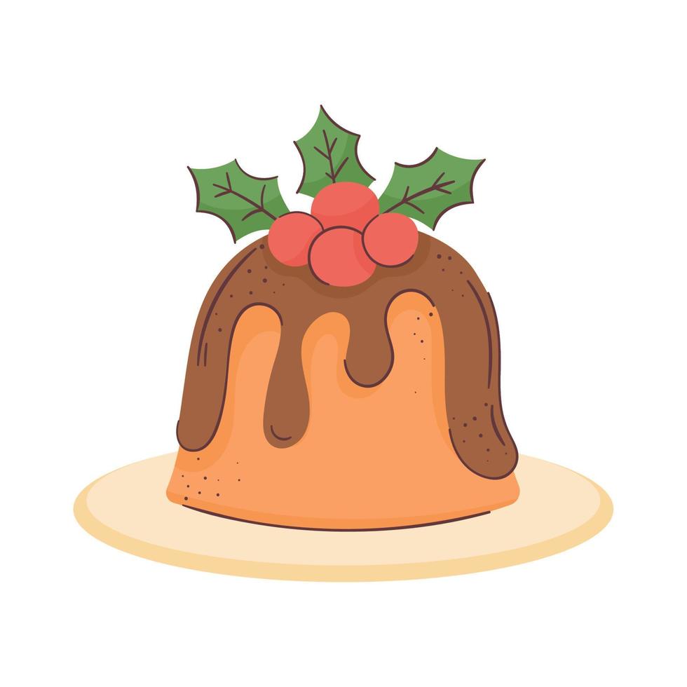 joyeux noël pudding sucré vecteur