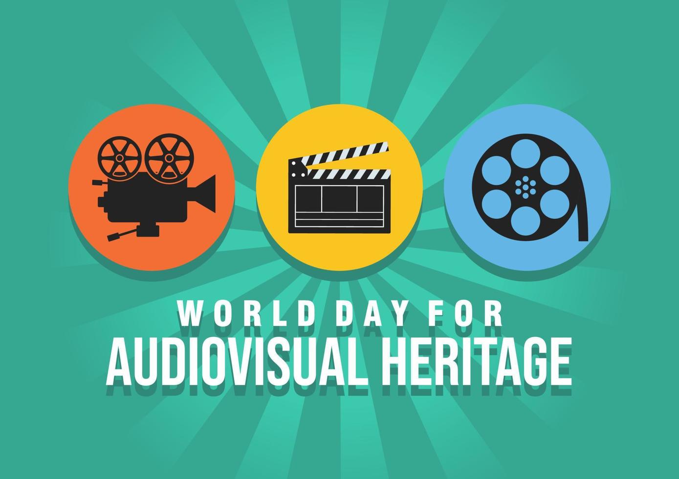illustration vectorielle sur le thème de la journée mondiale du patrimoine audiovisuel célébrée chaque année le 27 octobre à travers le monde. illustration de la bannière du patrimoine audiovisuel. vecteur eps 10