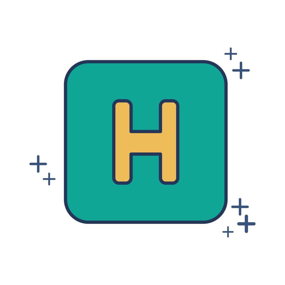 conception de style de glyphe d'illustration vectorielle d'icône d'hôpital avec couleur et signe plus. isolé sur fond blanc. vecteur