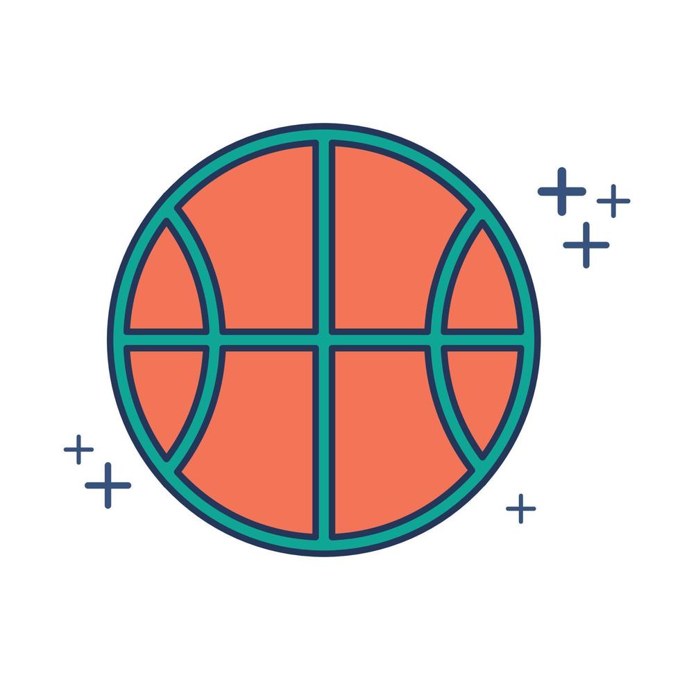 conception de style de glyphe d'illustration vectorielle d'icône de basket-ball avec couleur et signe plus. isolé sur fond blanc. vecteur