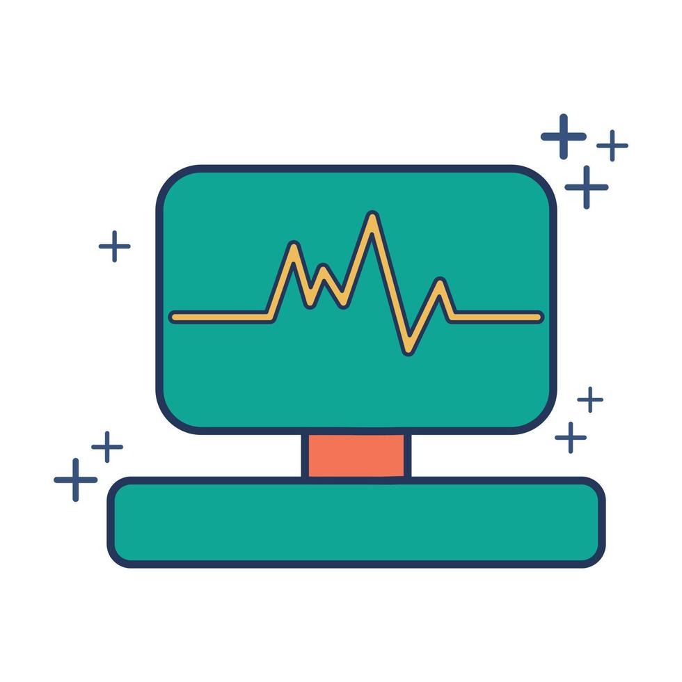 icône d'électrocardiogramme illustration vectorielle conception de style glyphe avec couleur et signe plus. isolé sur fond blanc. vecteur