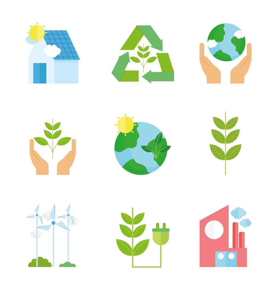 collection d'icônes écologie et recyclage vecteur