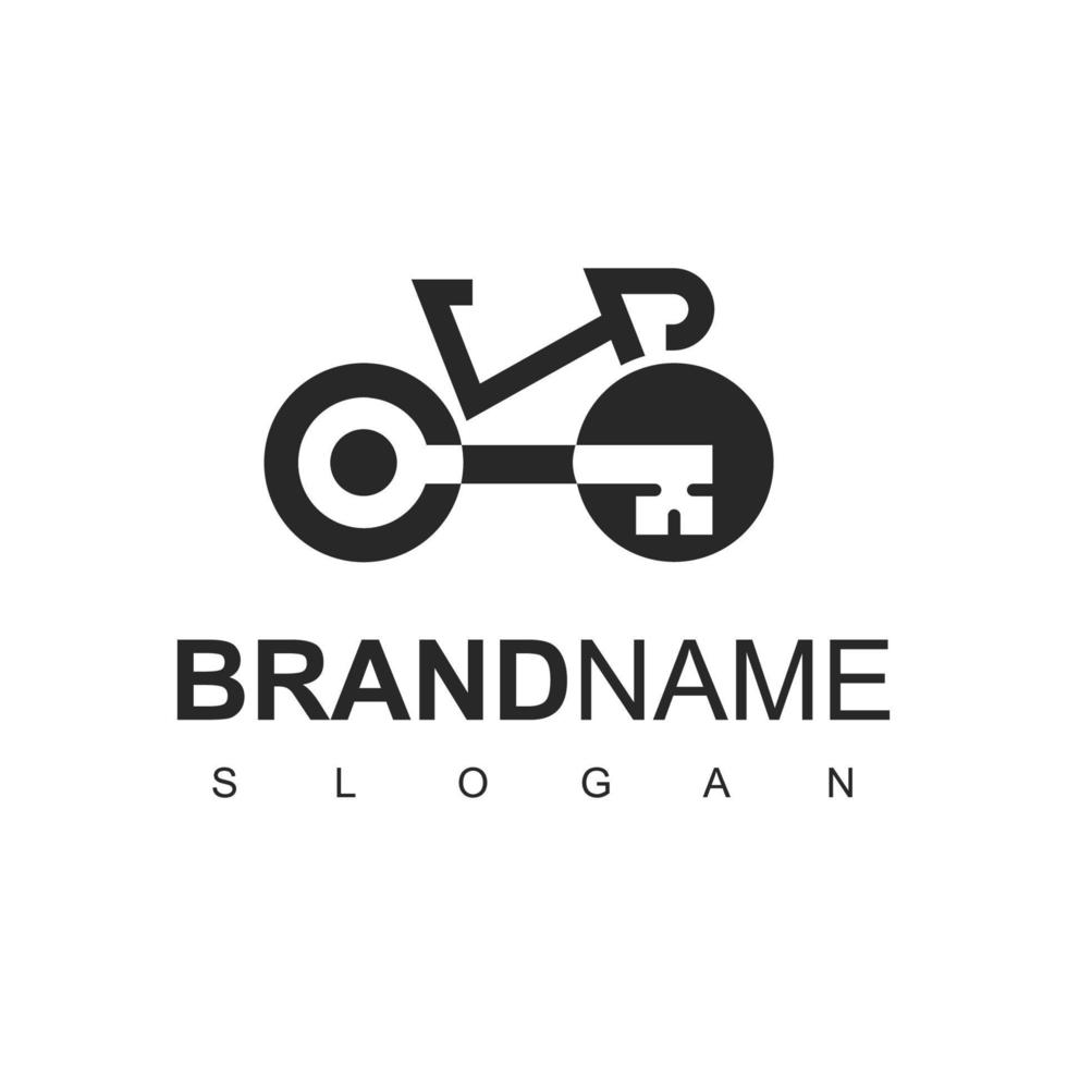 modèle de conception de logo de clé de vélo vecteur