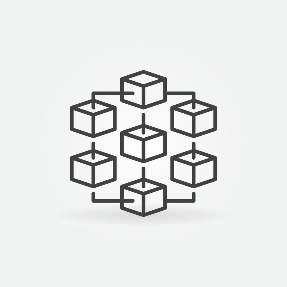 icône de vecteur de contour de blockchain. concept de technologie de chaîne de blocs signe de ligne simple