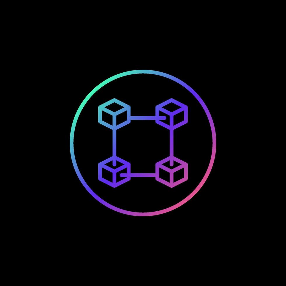 icône ronde colorée de vecteur de contour de blockchain. chaîne de blocs dans le concept de cercle signe coloré