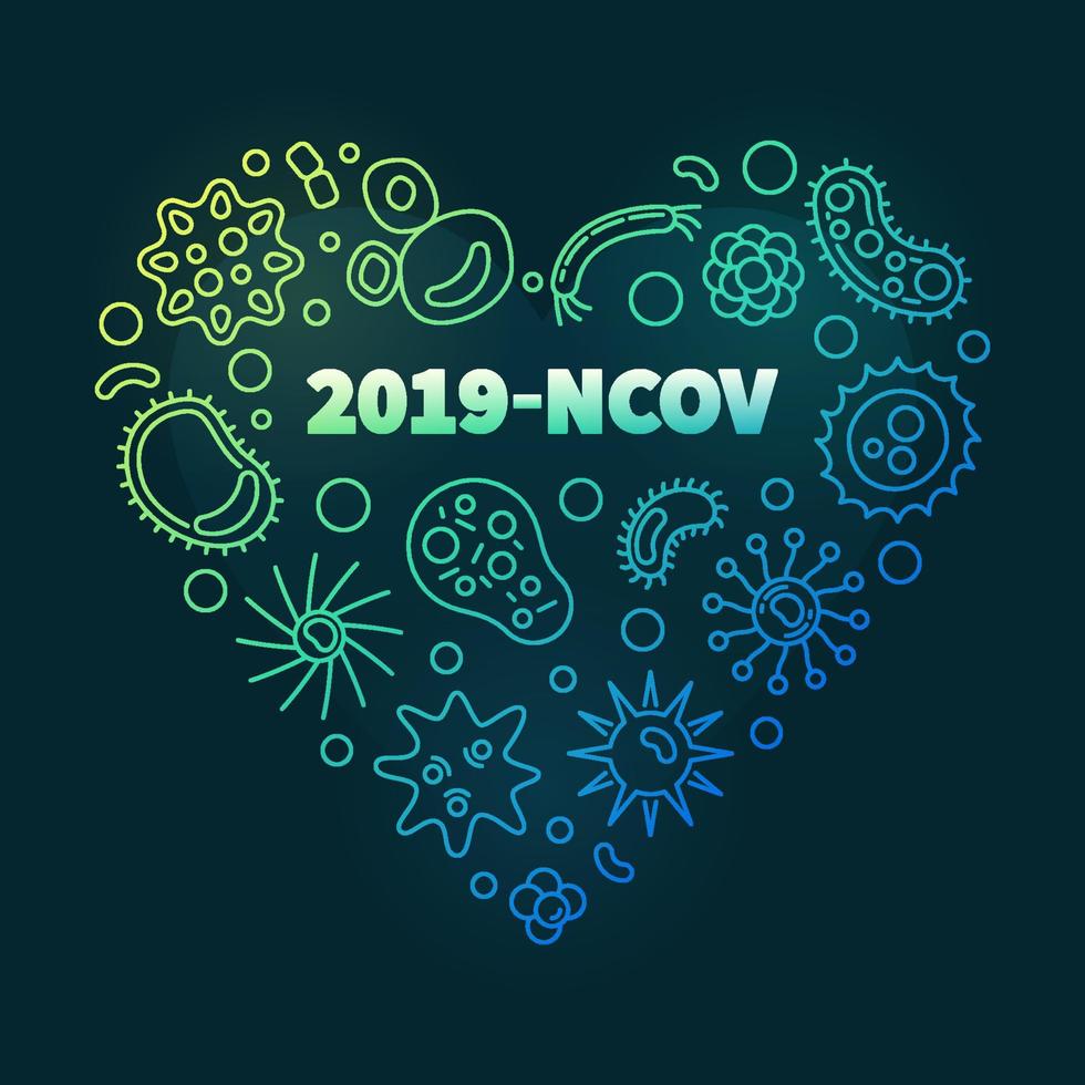 2019-ncov concept de vecteur de forme de coeur illustration colorée