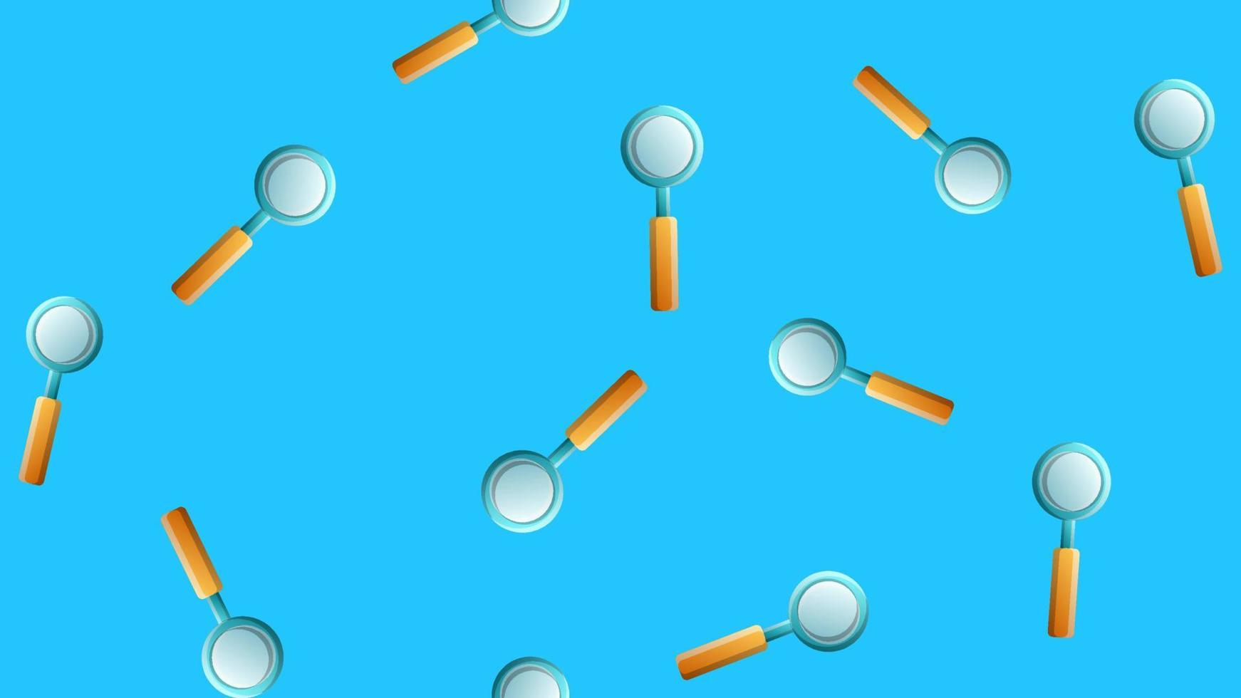 modèle harmonieux sans fin d'éléments de traitement médical scientifique médical de loupes en verre avec un stylo de recherche sur fond bleu. illustration vectorielle vecteur