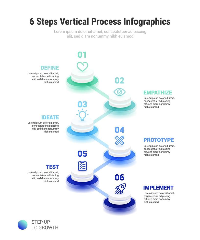 Infographie du processus vertical en 6 étapes vecteur