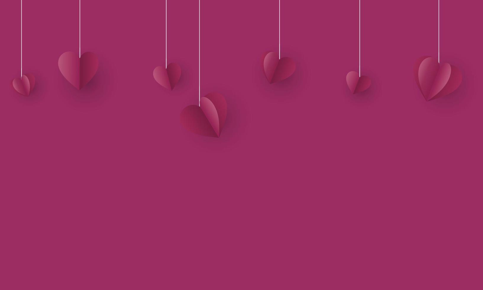 violet happy valentine day avec papier coeur suspendu fond. vecteur