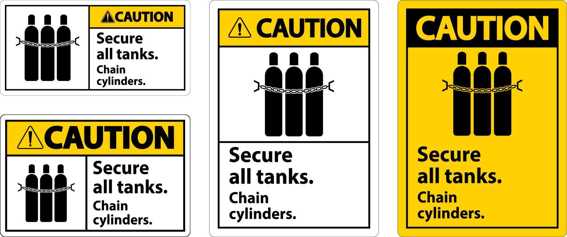 signe d'avertissement sécuriser tous les réservoirs, cylindres de chaîne vecteur