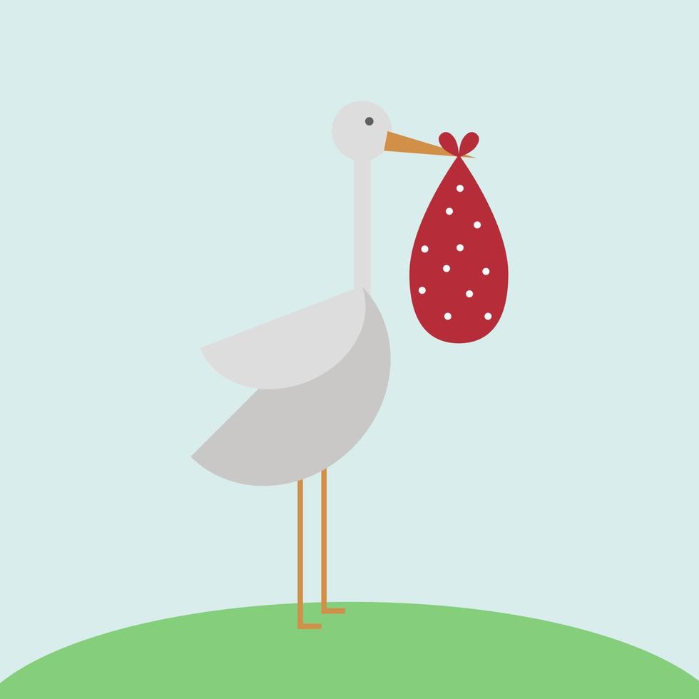 oiseau cigogne, illustration, vecteur sur fond blanc.