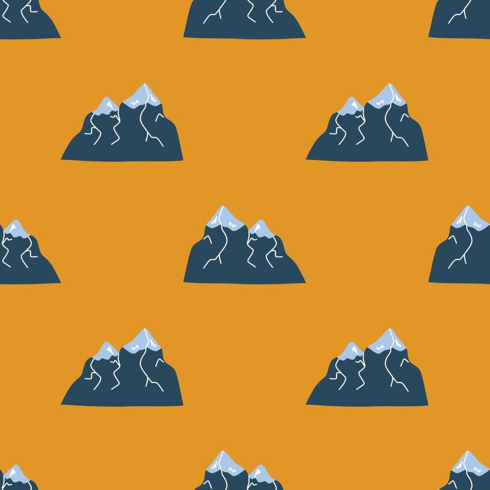 modèle vectoriel avec de jolies montagnes multicolores scandinaves dans le style de doodle, hugge, montagnes enneigées, nature. motif pour tissus, cartes postales, emballages cadeaux, pyjamas.