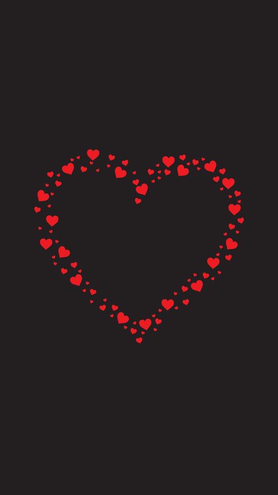 motif coeur rouge sur illustration vectorielle fond noir vecteur