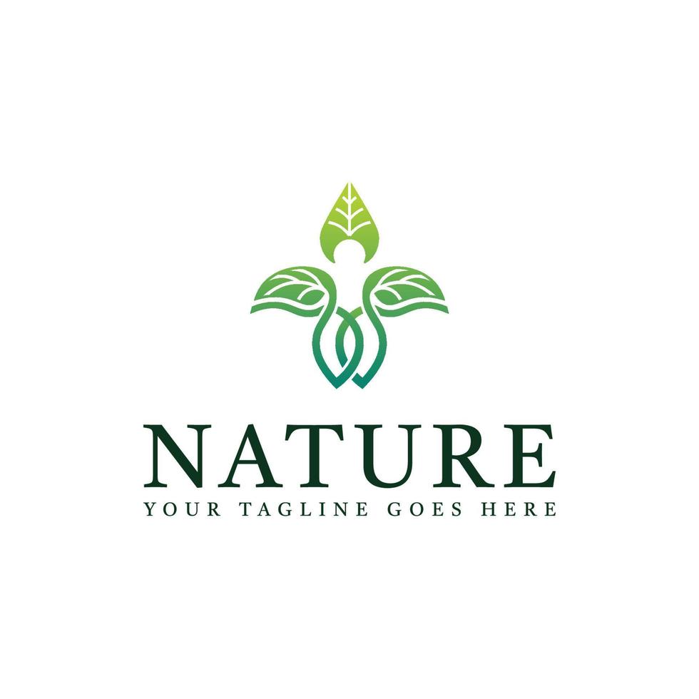 logo nature feuille personnes design vecteur