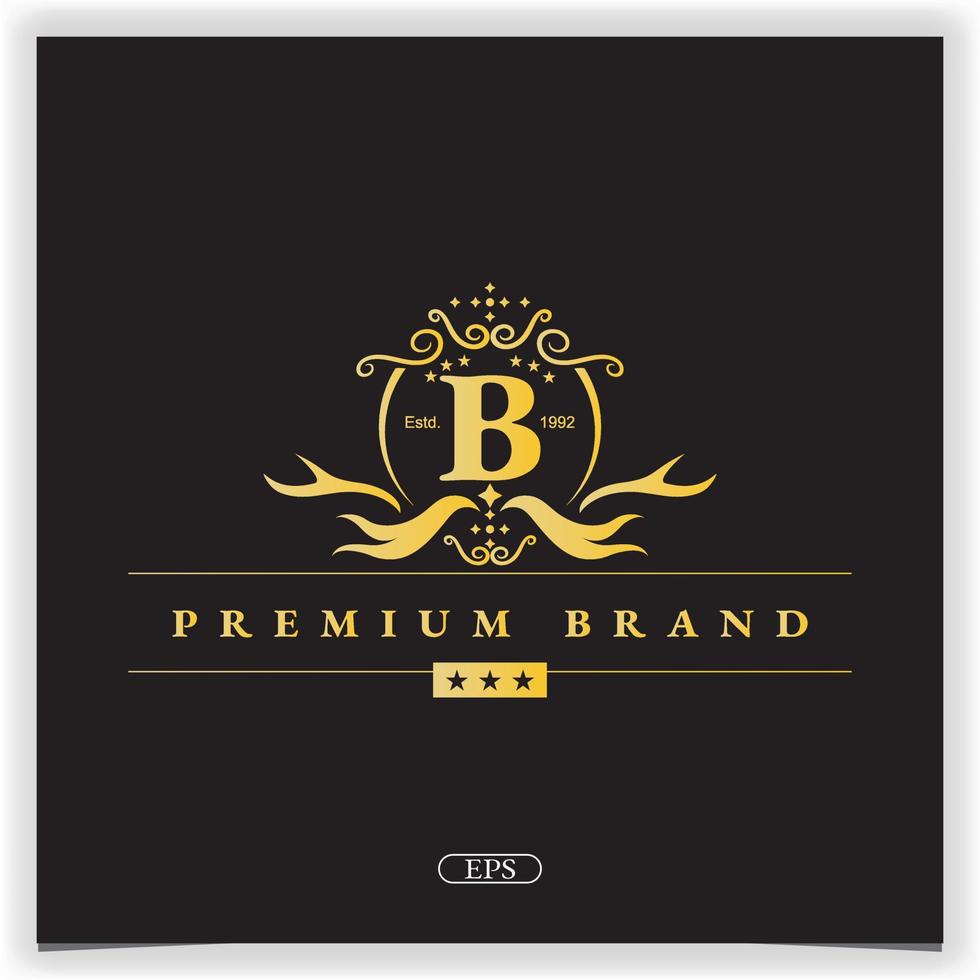 lettre b logo doré modèle élégant premium vecteur eps 10