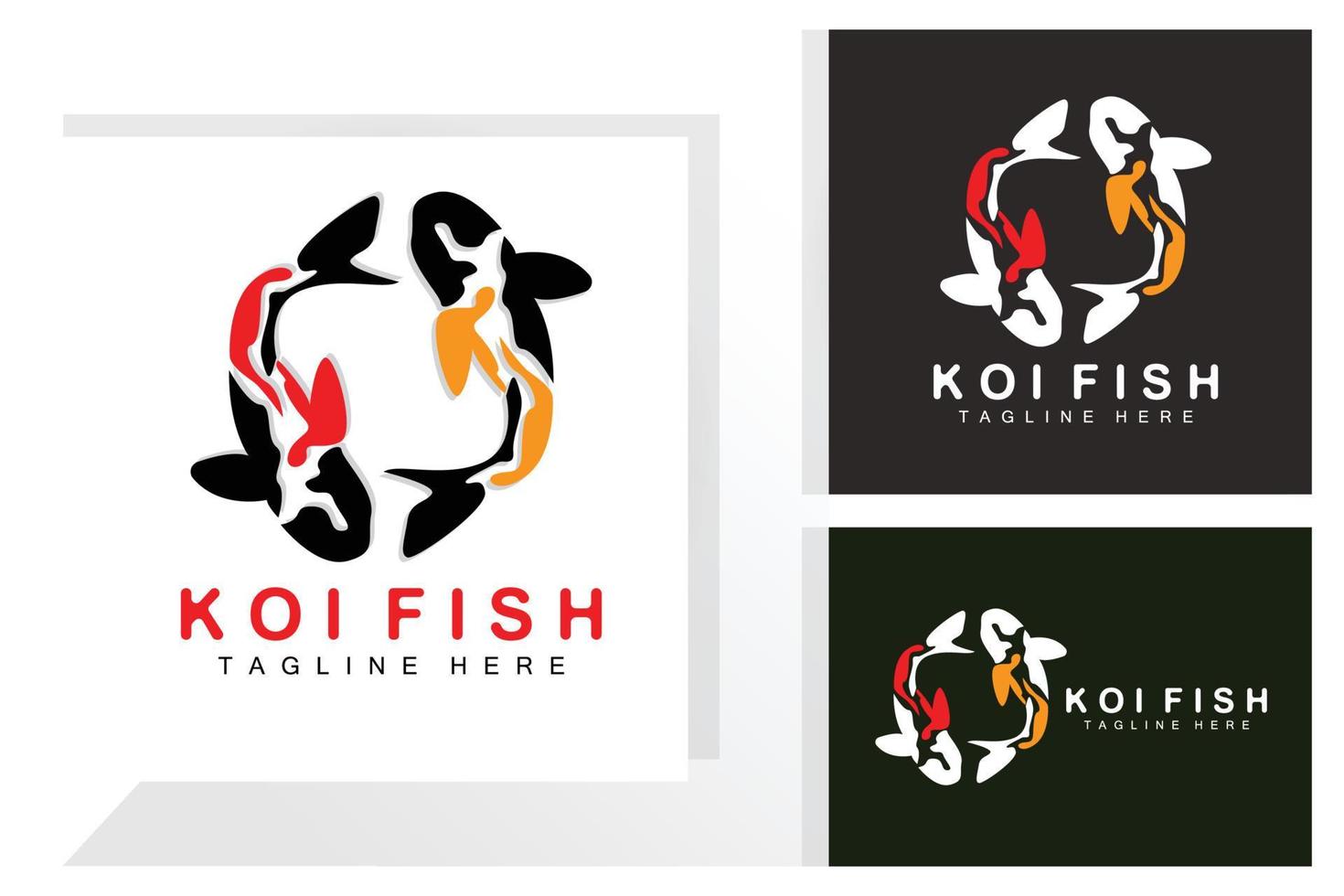 création de logo de poisson koi, vecteur de poisson d'ornement chanceux et triomphal chinois, icône de poisson d'or de marque d'entreprise