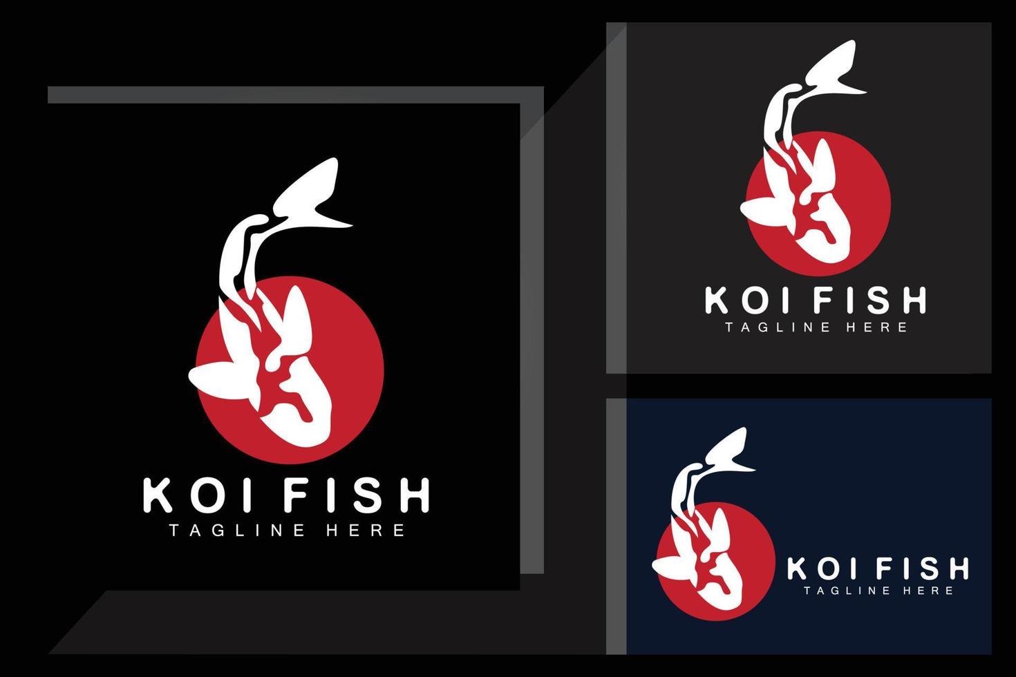 création de logo de poisson koi, vecteur de poisson d'ornement chanceux et triomphal chinois, icône de poisson d'or de marque d'entreprise