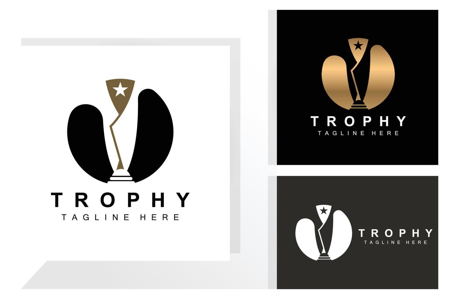 création de logo de trophée, vecteur de trophée de championnat primé, marque de succès