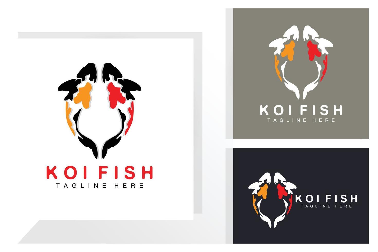 création de logo de poisson koi, vecteur de poisson d'ornement chanceux et triomphal chinois, icône de poisson d'or de marque d'entreprise