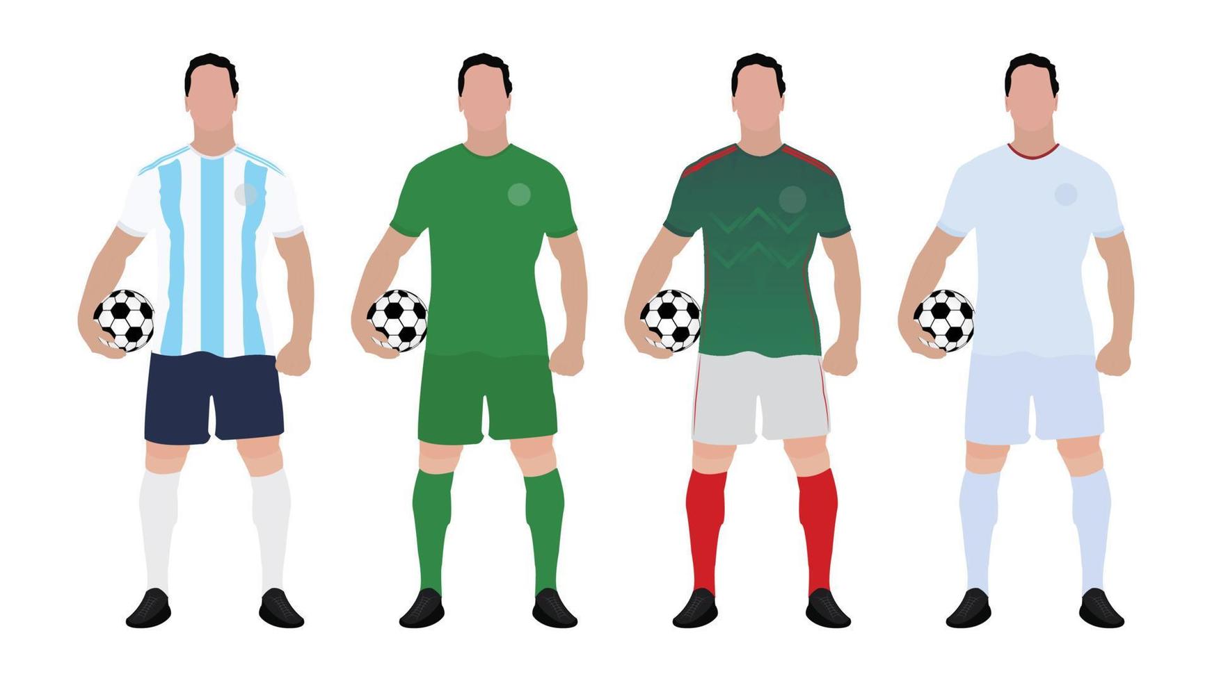 équipe du groupe c du championnat du monde de football avec leur kit d'équipe vecteur