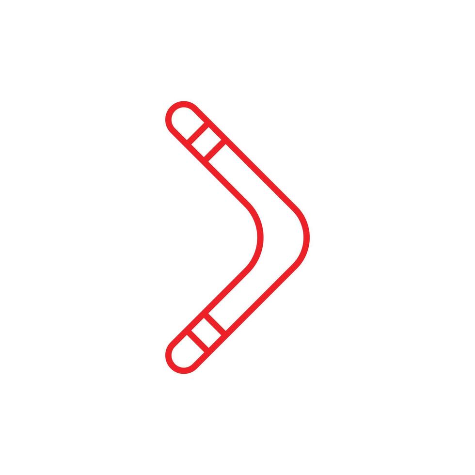 eps10 vecteur rouge boomerang ou icône de ligne de karma isolé sur fond blanc. symbole de contour de flèche vers l'avant ou vers la droite dans un style moderne simple et plat pour la conception, le logo et l'application mobile de votre site Web