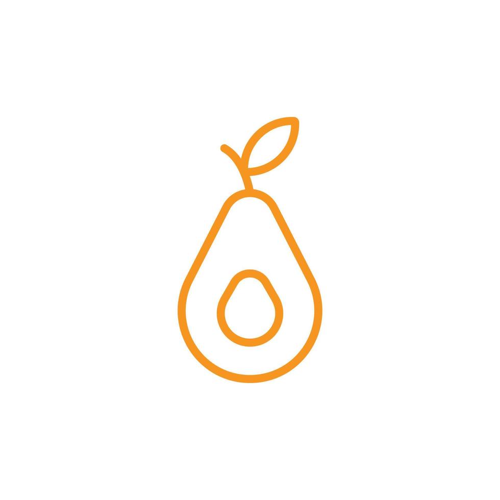 eps10 vecteur orange avocat fruit ou légume ligne art icône isolé sur fond blanc. symbole de contour de fruits alimentaires dans un style moderne simple et plat pour la conception de votre site Web, votre logo et votre application mobile