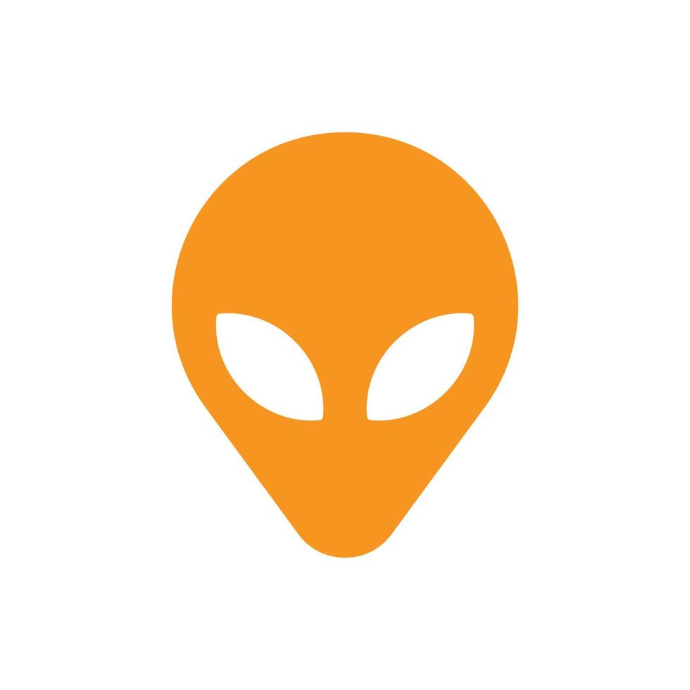 eps10 vecteur orange visage extraterrestre extraterrestre ou tête icône d'art solide isolé sur fond blanc. symbole extraterrestre dans un style moderne et plat simple pour la conception de votre site Web, votre logo et votre application mobile