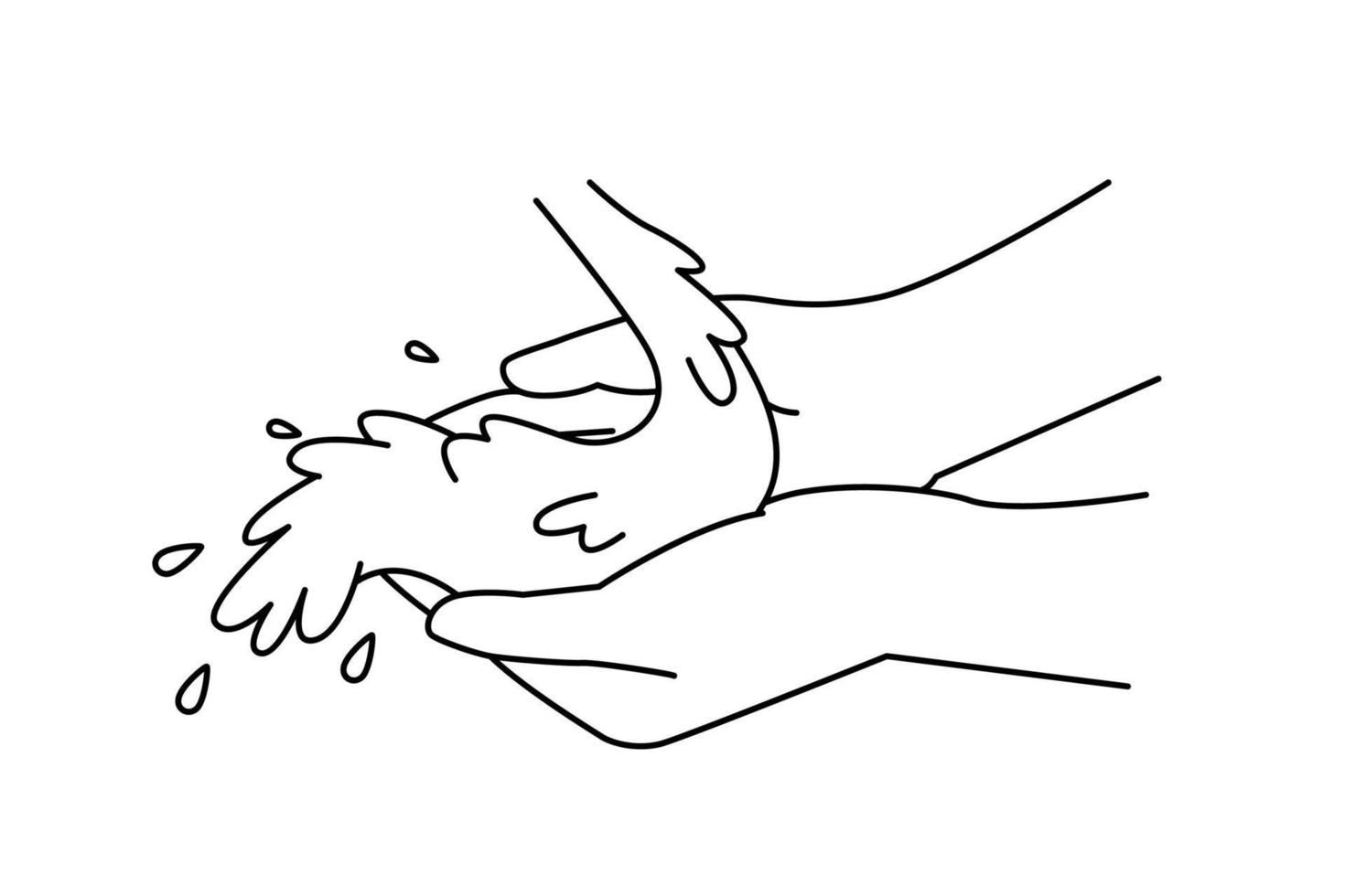 gros plan des mains de la personne avec de l'eau propre. paumes d'homme ou de femme se lavant sous l'eau claire du robinet ou du ruisseau. illustration vectorielle. . illustration vectorielle vecteur