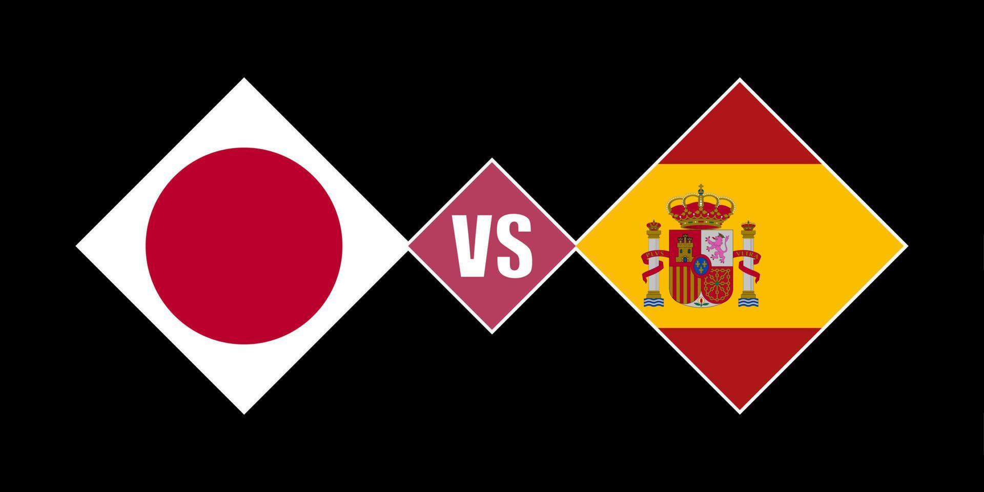 concept de drapeau japon vs espagne. illustration vectorielle. vecteur