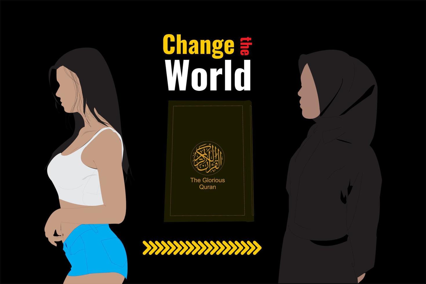 changer le monde par le coran une fille moderne a changé après avoir compris le coran et commencé à porter le hijab vecteur