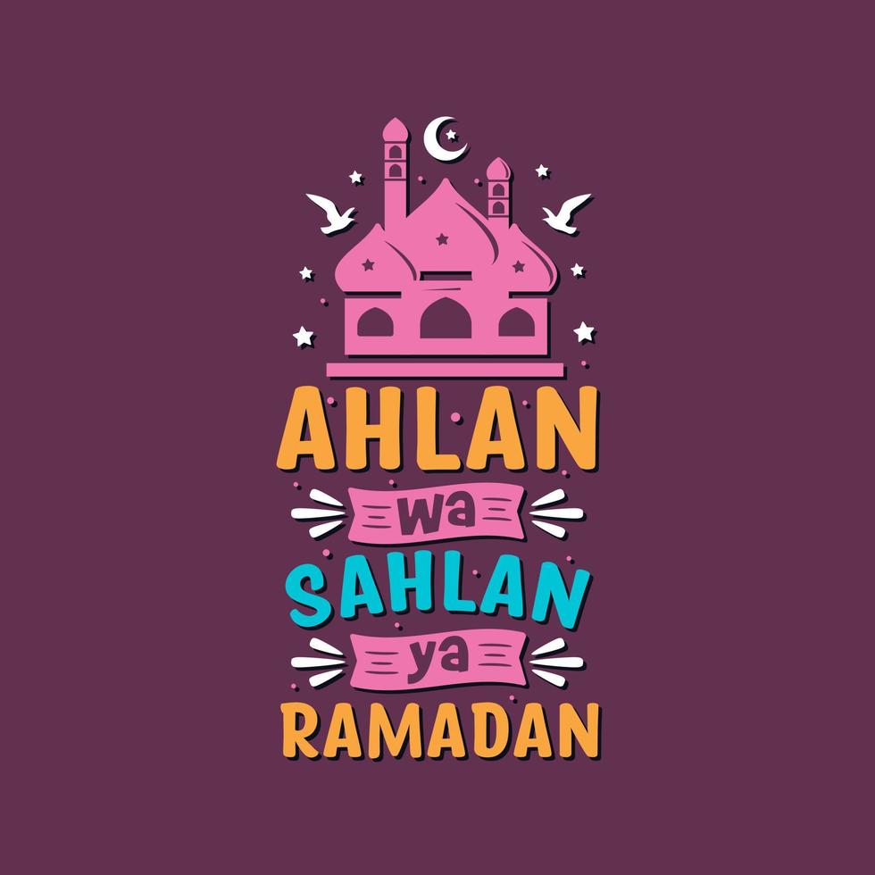 ahlan wa sahlan ya ramadan - carte de voeux pour le mois sacré du ramadan. vecteur
