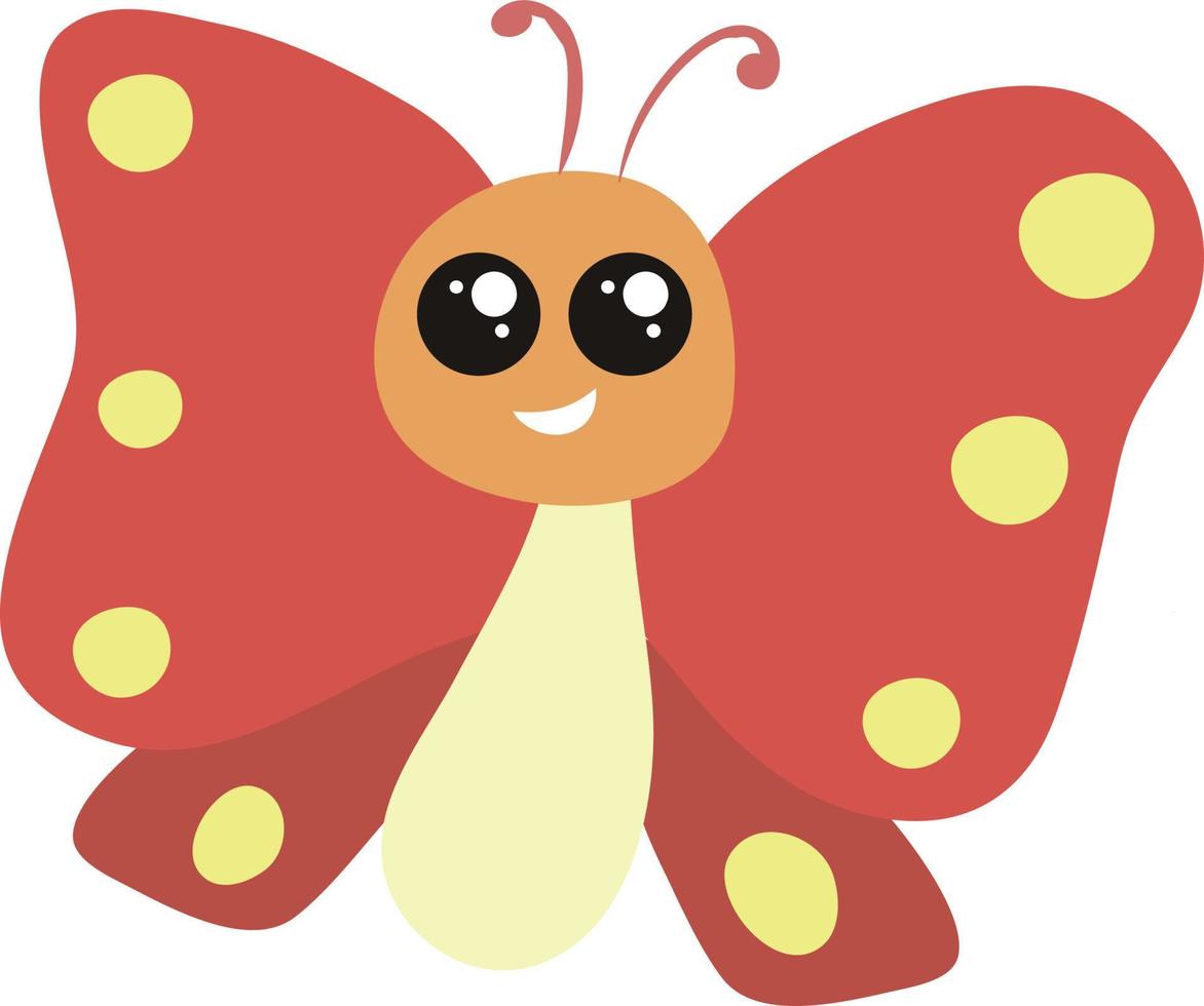 papillon rouge souriant, illustration, vecteur sur fond blanc.