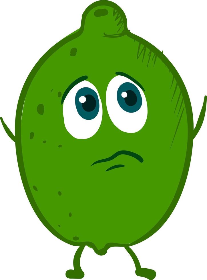 citron vert triste, illustration, vecteur sur fond blanc