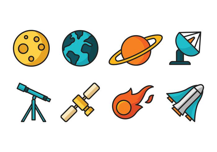 Space Icons Cartoon vecteur