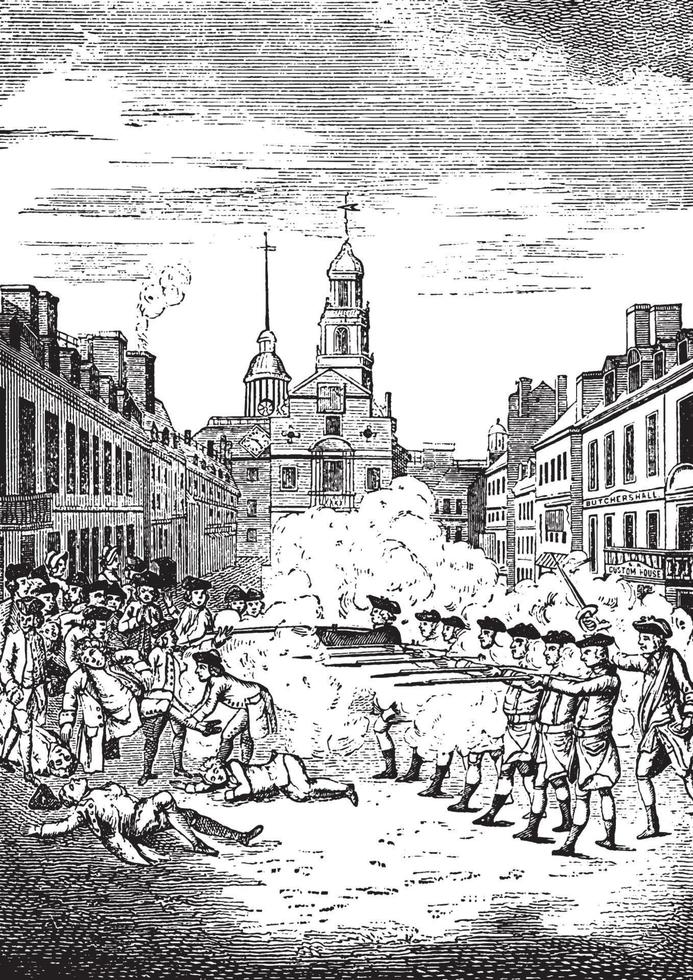 massacre de boston, illustration vintage vecteur