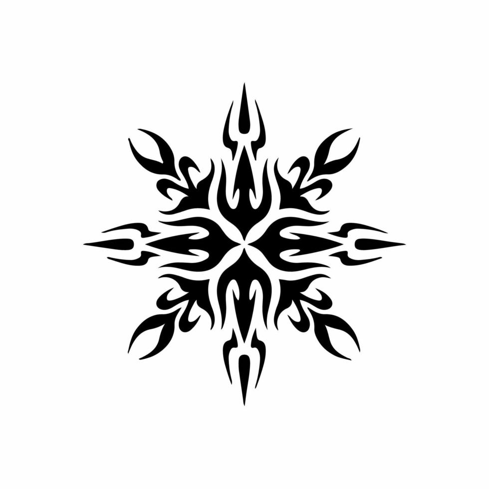 logo de symbole trident tribal mandala noir sur fond blanc. conception de tatouage de décalque de pochoir. illustration vectorielle plane. vecteur