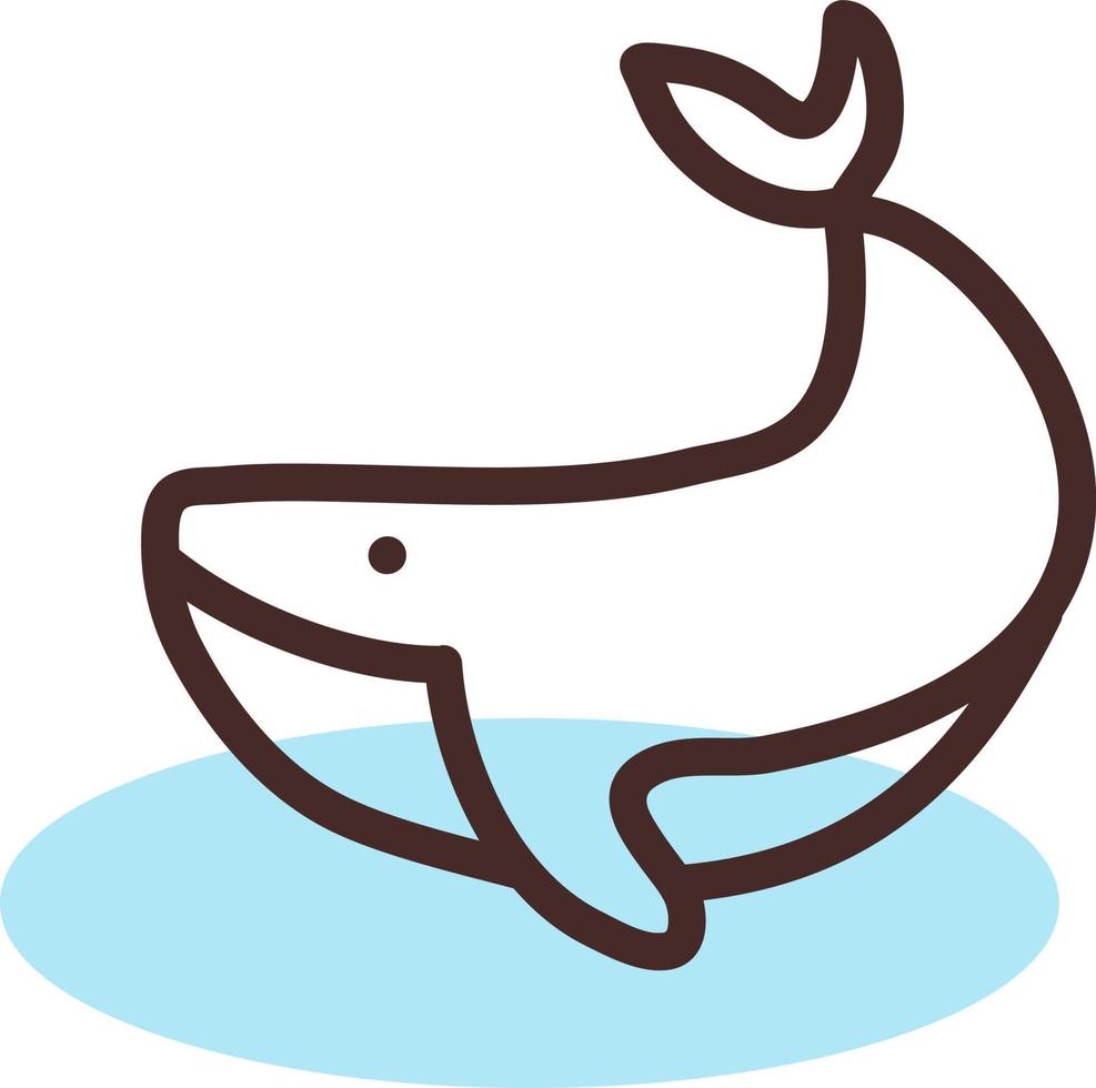 baleine brune dans l'eau, illustration, vecteur sur fond blanc.