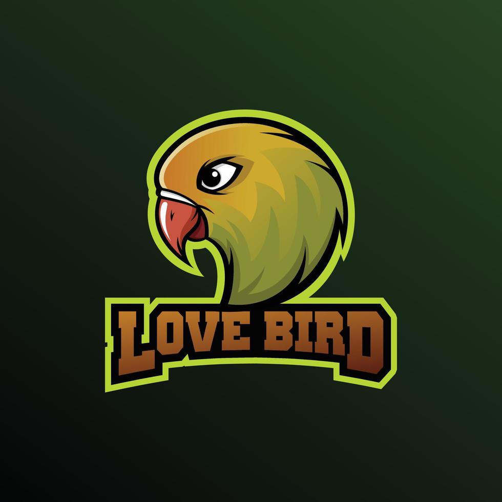 mascotte de logo d'oiseau d'amour avec texte - illustration vectorielle de logo esports vecteur