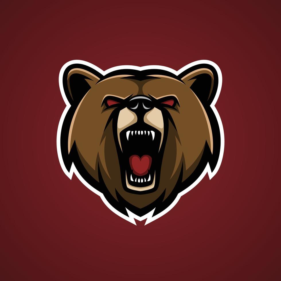 tête d'ours en colère logo mascotte conception d'illustration vectorielle - logo mascotte animaux vecteur