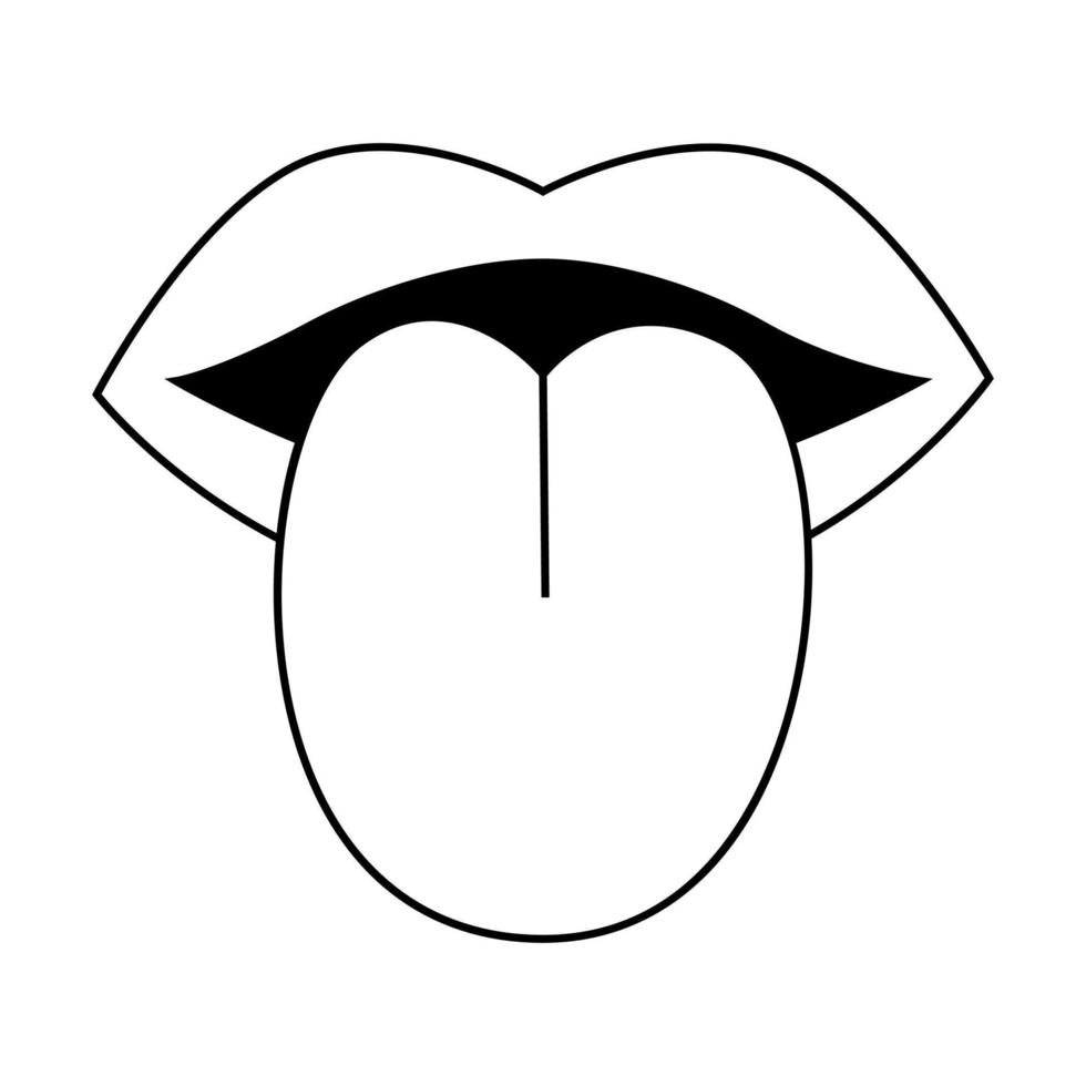 tatouage des lèvres dans le style y2k, années 1990, années 2000. conception d'éléments emo goth. tatouage de la vieille école. illustration vectorielle vecteur