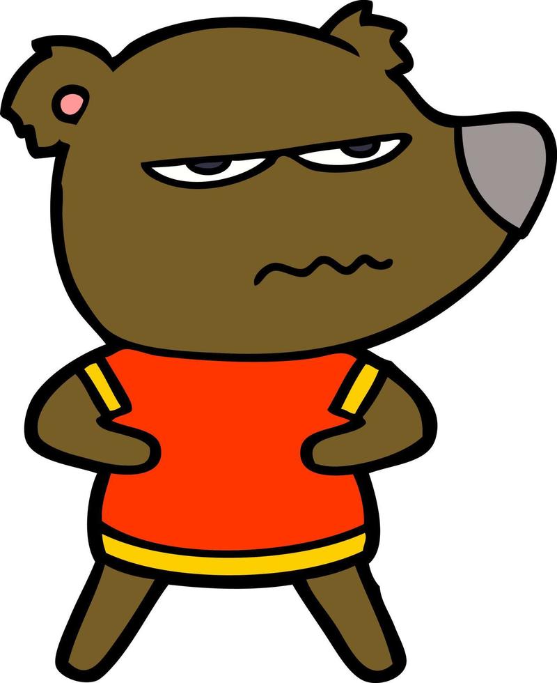 ours de dessin animé de personnage de doodle avec visage agacé vecteur