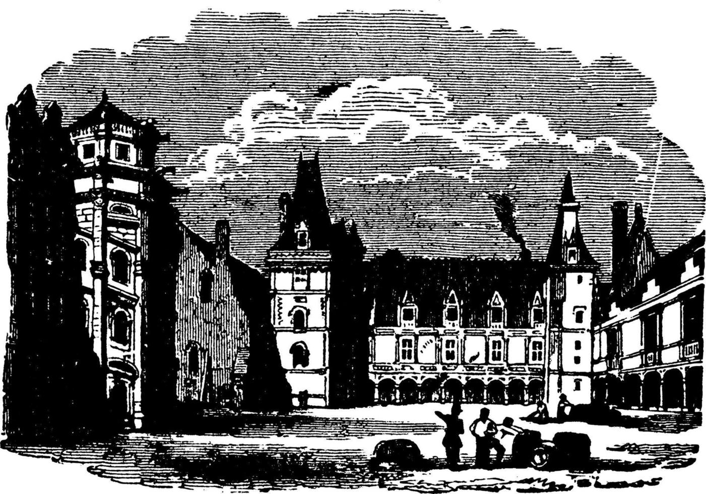 château de bloise, illustration vintage. vecteur