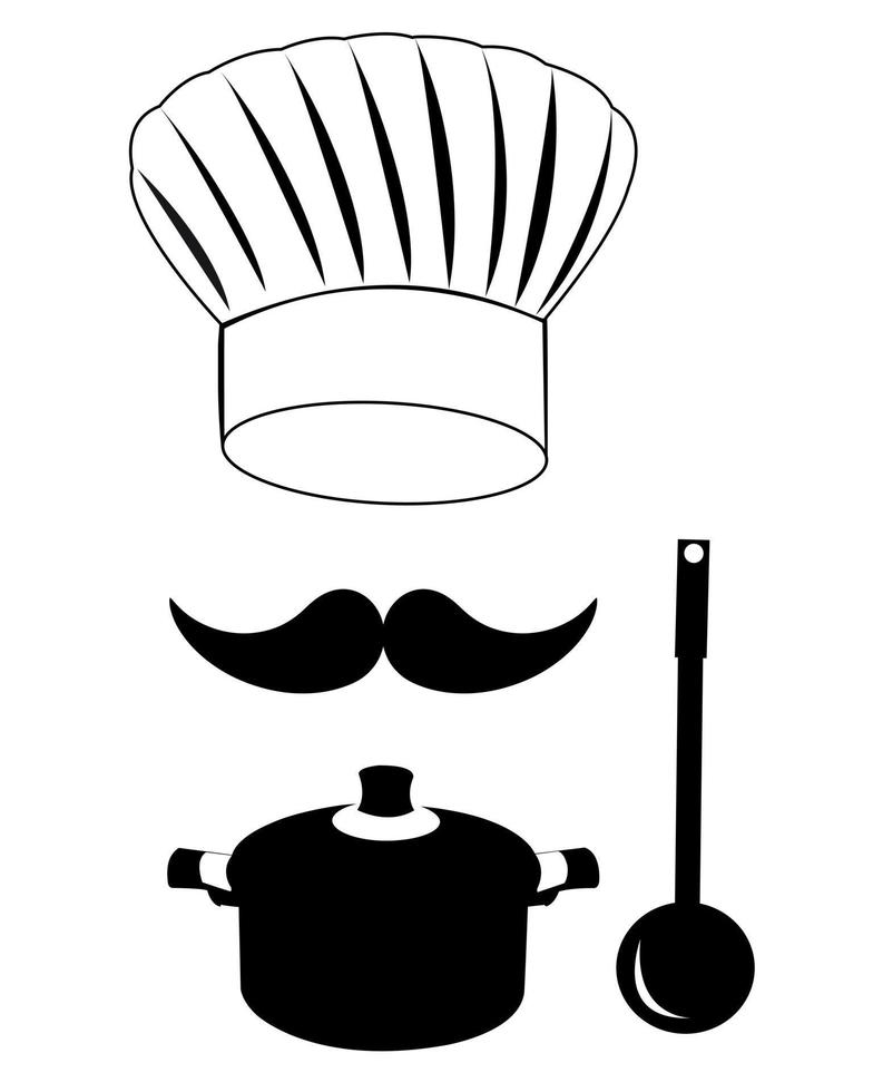 coiffe moustache cuisinier pan scoop vecteur