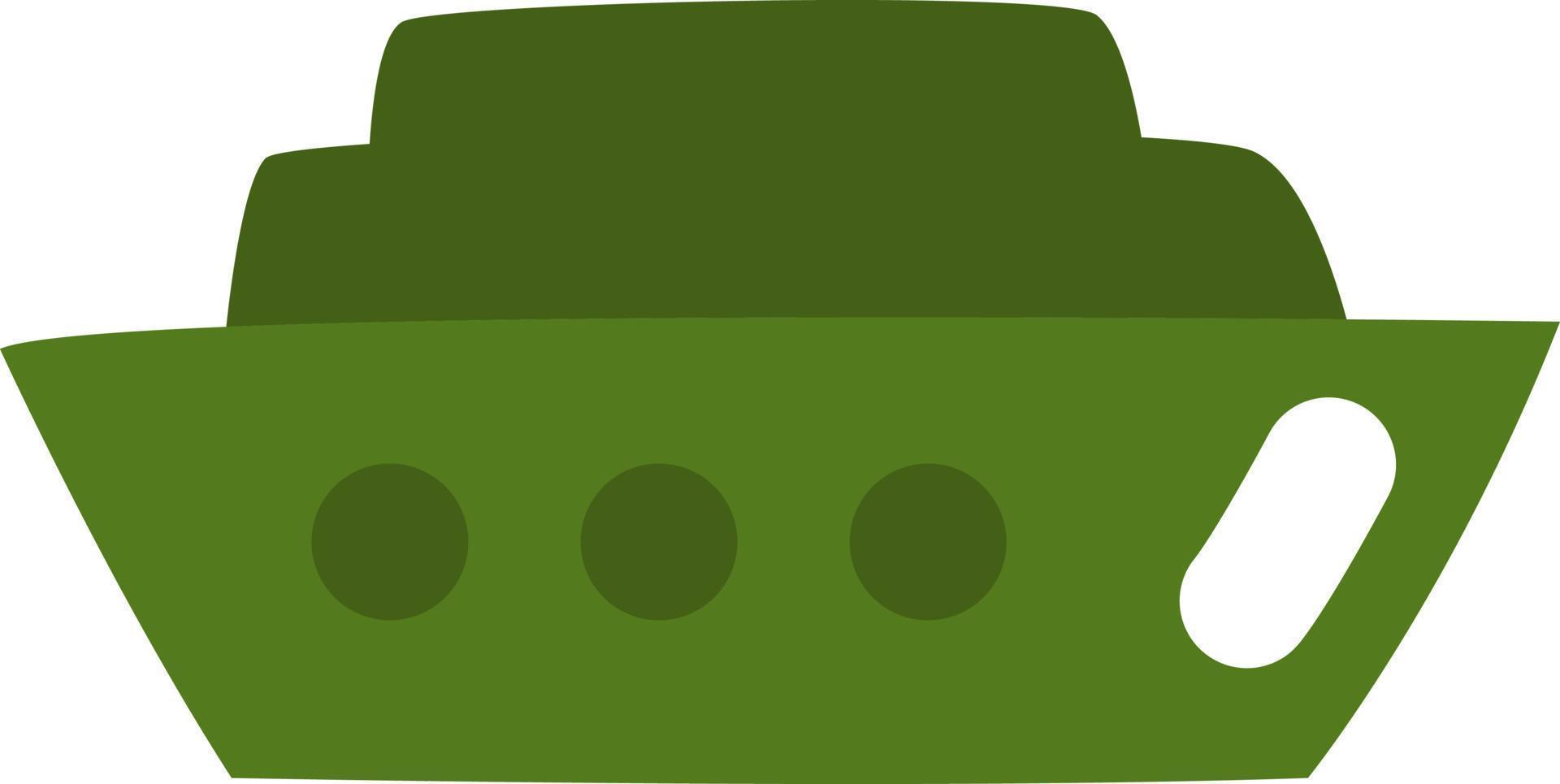 Navire vert militaire, illustration, vecteur sur fond blanc.