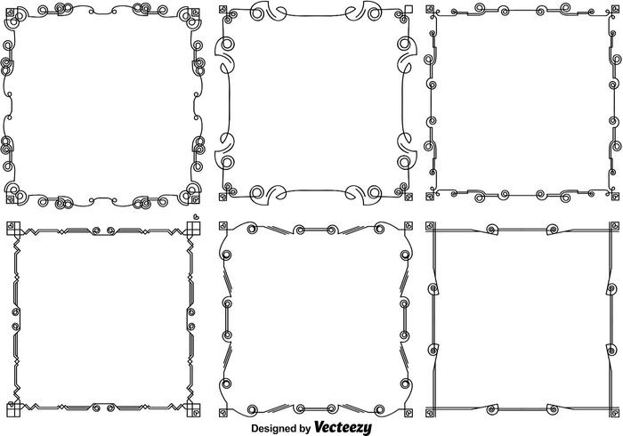 Vecteur ligne style Frames avec des coeurs