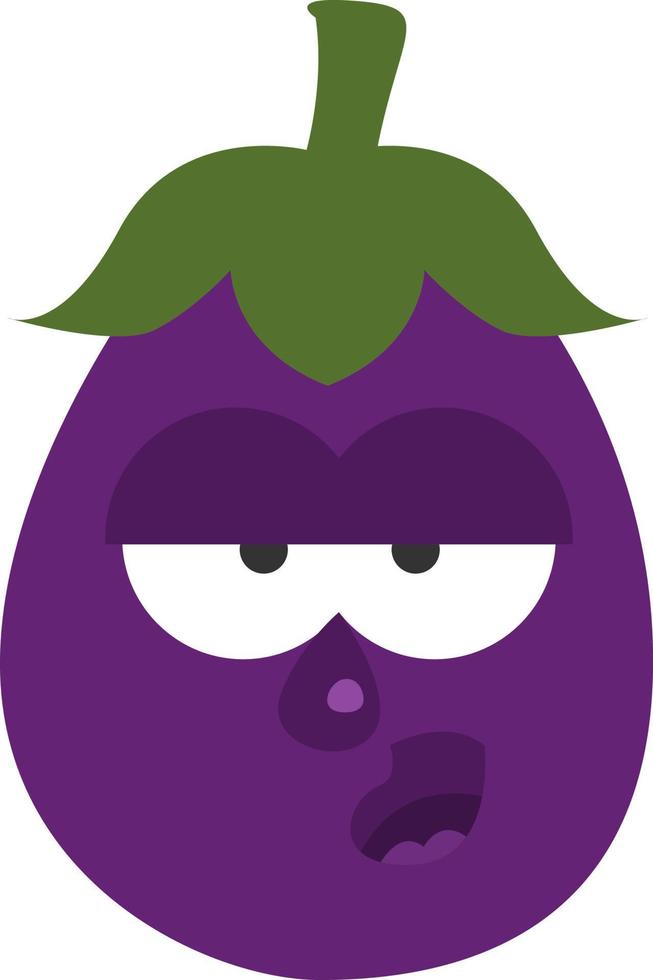 aubergine ennuyée, illustration, vecteur, sur fond blanc. vecteur