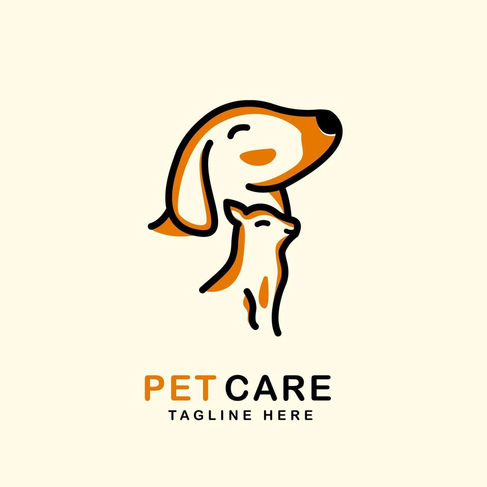 conception de tête de chat et de chien de logo d'animal familier. illustrations de stock de conception de logo d'animalerie. logo chien chat. logo de soins pour animaux de compagnie. animalerie. vecteur