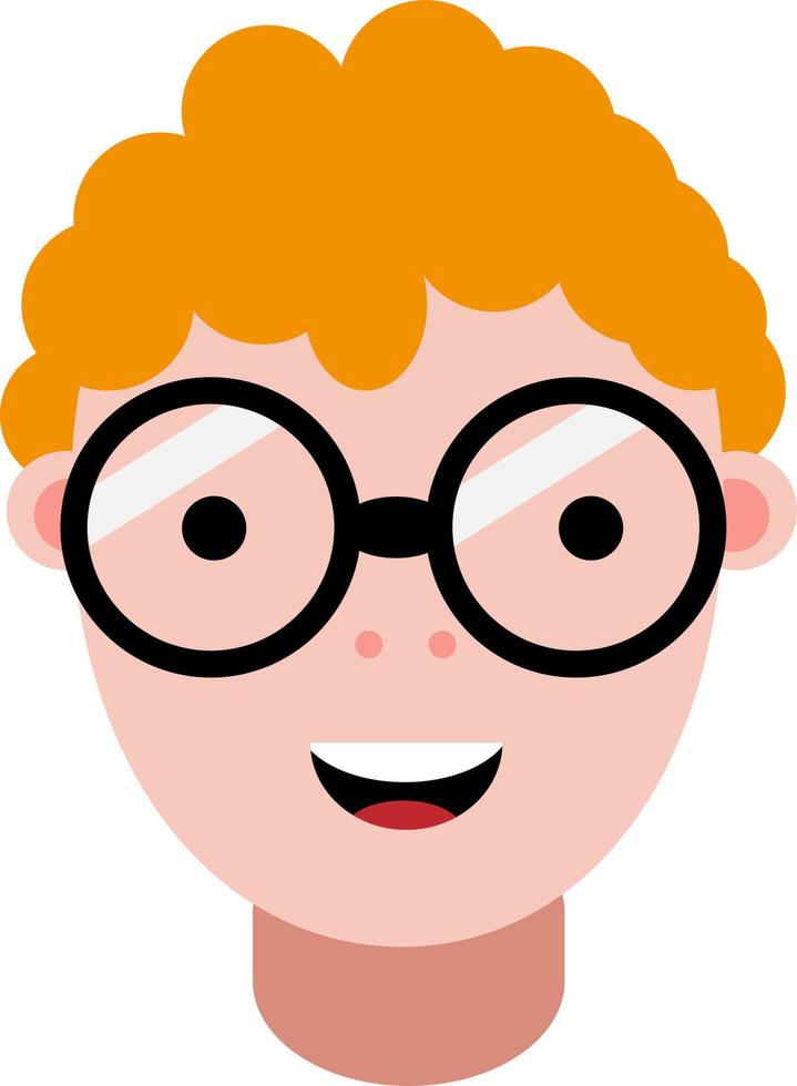 Ginger haired boy glasses, illustration, vecteur sur fond blanc.