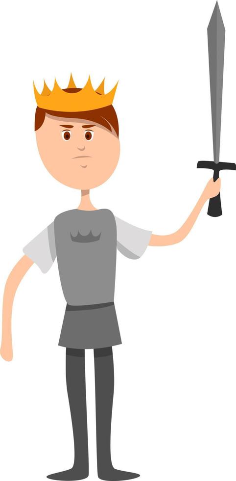 Roi avec une épée, illustration, vecteur sur fond blanc
