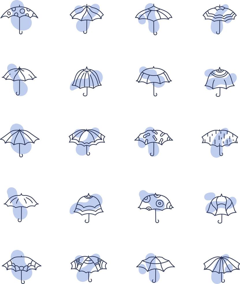 pack d'icônes parapluies, illustration, vecteur sur fond blanc.